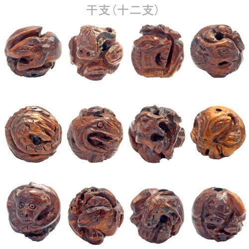 ウッドビーズ 干支（十二支セット）パーツ 約18mm 手芸パーツ 粒売り 〔RYA11〕