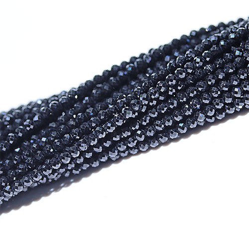 〔C1-188〕10本売り お買い得 ブラックスピネルカット約2mm 連材【FOREST 天然石 パワーストーン】