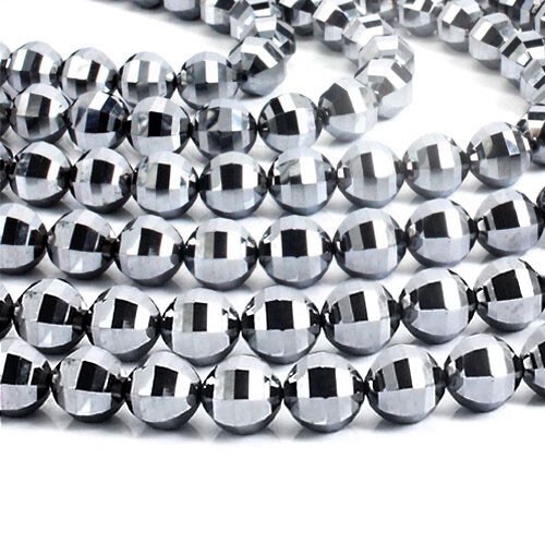 〔C1-193-8m〕高純度テラヘルツ鉱石 高品質テラヘルツ アースカット ビーズ 連売り 連材 Terahertz