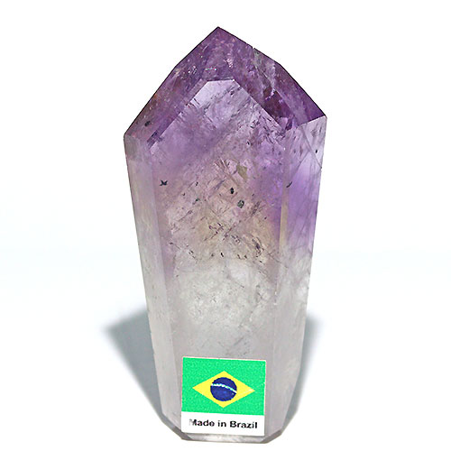〔D136-15〕ファントムアメトリン ロマネサイト入り ポイント 置物 amethyst  紫水晶【メール便不可】