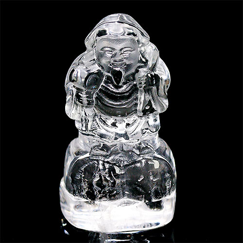 〔D146〕透明 高さ約50-60mm 彫刻品 天然水晶 大黒天 置物 五穀豊穣 家産増進 子孫繁栄 天然石【ランダム発送】【メール便不可】