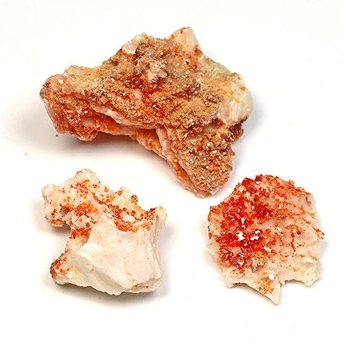 〔D361-13〕バナジナイト(褐鉛鉱) モロッコ産 Vanadinite 3個 鉱物原石【メール便不可】