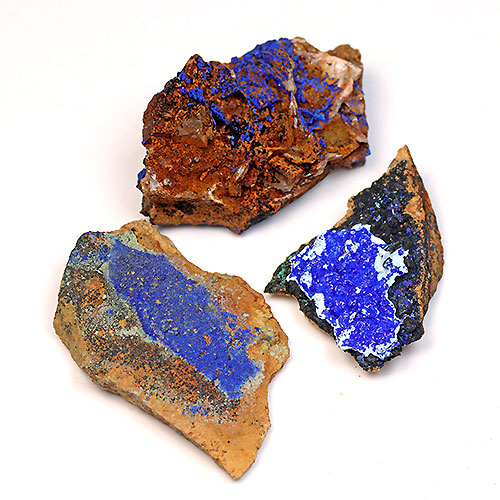 〔D362-17〕アズライト(藍銅鉱) モロッコ産 Azurite 3個 鉱物原石【メール便不可】