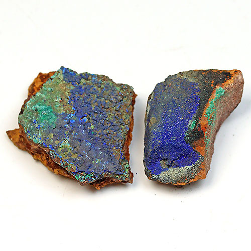 〔D362-9〕アズライト(藍銅鉱) モロッコ産 Azurite 2個 鉱物原石【メール便不可】