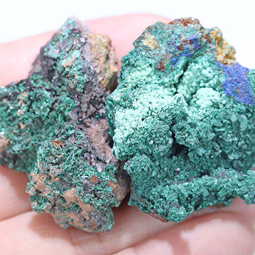 〔D363-46〕マラカイト(孔雀石) モロッコ産 Malachite 2個 鉱物原石【メール便不可】