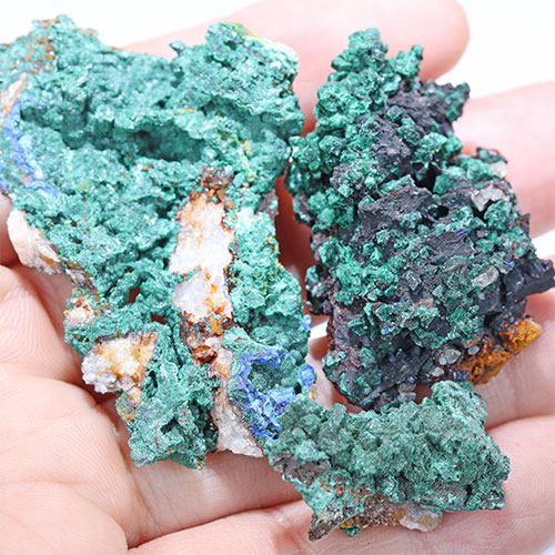 〔D363-49〕マラカイト(孔雀石) モロッコ産 Malachite 3個 鉱物原石【メール便不可】