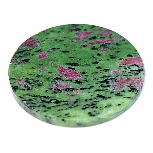 〔D372-2〕約47-57mm ルビーインゾイサイト Ruby in Zoisite プレート 置き石 丸皿 トレイ 【ランダム発送】