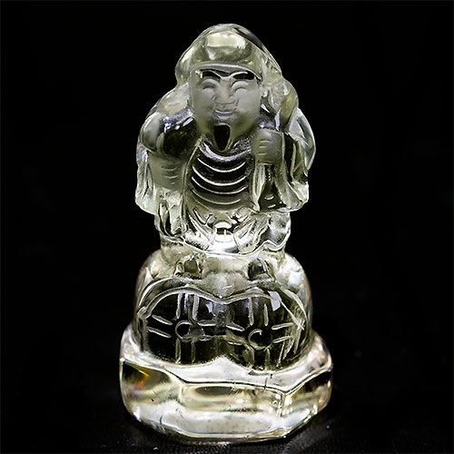 〔D433-16〕透明 高さ約57mm 彫刻品 シトリン 大黒天 置物 五穀豊穣 家産増進 子孫繁栄【メール便不可】