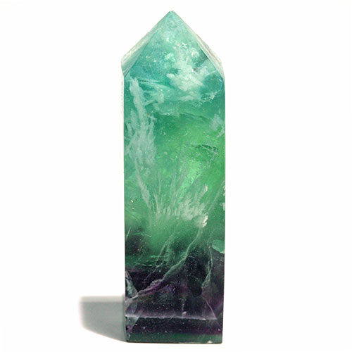 〔D449-10〕エンジェルフェザーフローライト ポイン オベリスク 置物 Angel Feather Fluorite