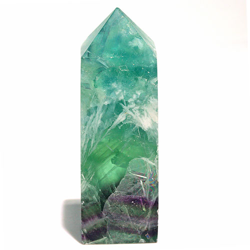 〔D449-12〕エンジェルフェザーフローライト ポイン オベリスク 置物 Angel Feather Fluorite