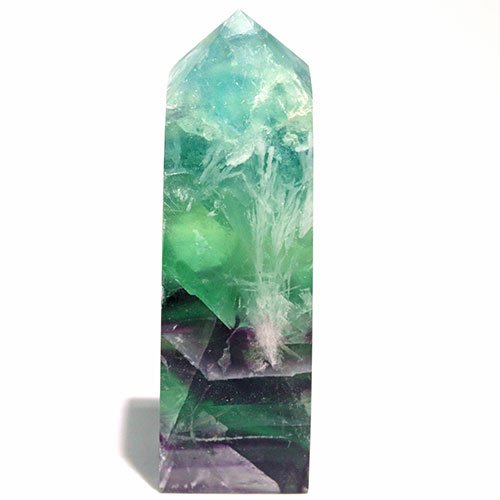 〔D449-15〕エンジェルフェザーフローライト ポイン オベリスク 置物 Angel Feather Fluorite