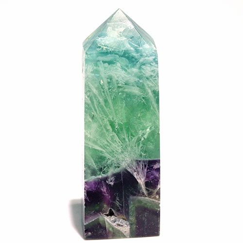 〔D449-19〕エンジェルフェザーフローライト ポイン オベリスク 置物 Angel Feather Fluorite