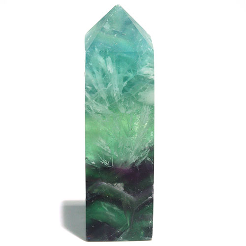 〔D449-22〕エンジェルフェザーフローライト ポイン オベリスク 置物 Angel Feather Fluorite