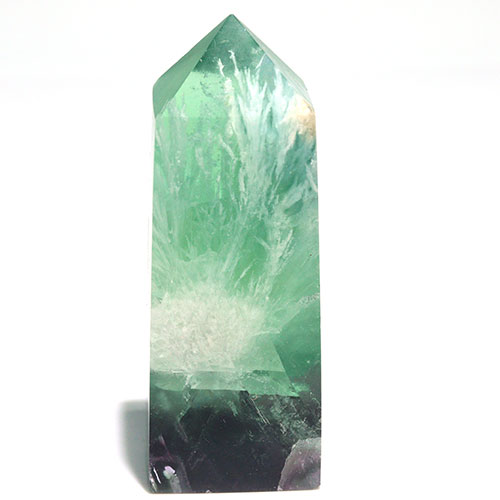 〔D449-23〕エンジェルフェザーフローライト ポイン オベリスク 置物 Angel Feather Fluorite