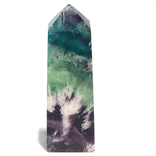 〔D449-24〕エンジェルフェザーフローライト ポイン オベリスク 置物 Angel Feather Fluorite