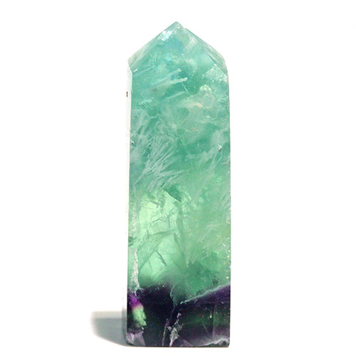 〔D449-4〕エンジェルフェザーフローライト ポイン オベリスク 置物 Angel Feather Fluorite