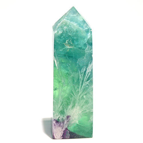 〔D449-5〕エンジェルフェザーフローライト ポイン オベリスク 置物 Angel Feather Fluorite