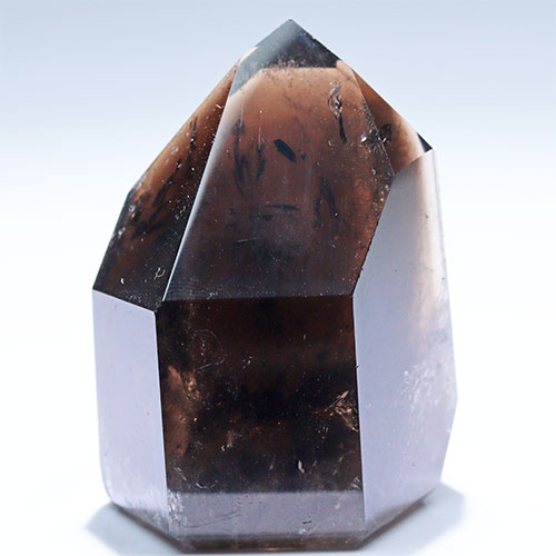 〔D451-11〕高品質 ブラジル ミナスジェライス コリント スモーキークォーツ ポイント smoky quartz 六角柱 置物【メール便不可】