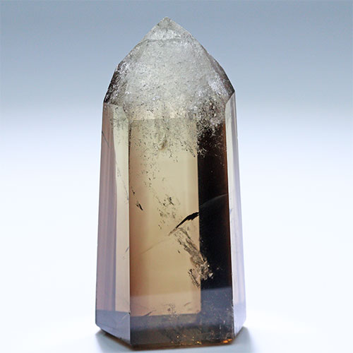 〔D451-12〕高品質 ブラジル ミナスジェライス コリント スモーキーシトリン ポイント Citrine 黄水晶 六角柱 置物【メール便不可】