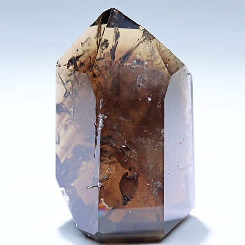 〔D451-16〕高品質 ブラジル ミナスジェライス コリント スモーキーシトリン ポイント Citrine 黄水晶 六角柱 置物【メール便不可】