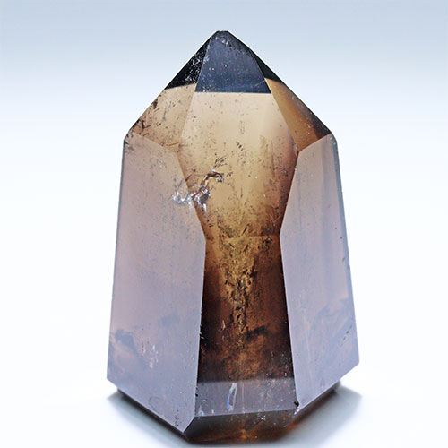〔D451-17〕高品質 ブラジル ミナスジェライス コリント スモーキーシトリン ポイント Citrine 黄水晶 六角柱 置物【メール便不可】