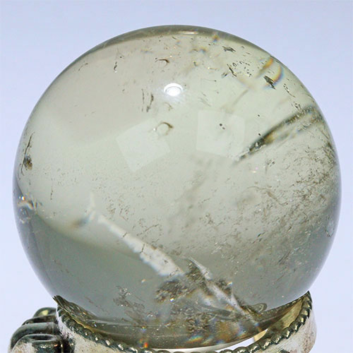 〔D453-10〕約38mm シトリン 虹入り スフィア Citrine 丸玉  黄水晶 置物 風水