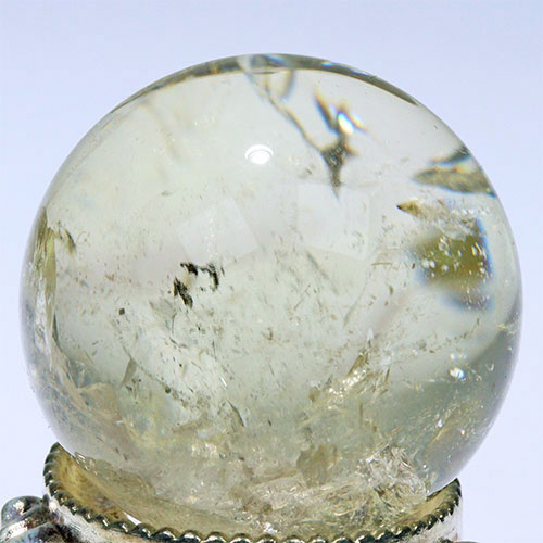 〔D453-11〕約37mm シトリン 虹入り スフィア Citrine 丸玉  黄水晶 置物 風水