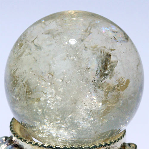 〔D453-14〕約36mm シトリン 虹入り スフィア Citrine 丸玉  黄水晶 置物 風水