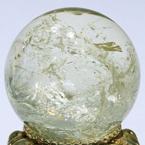 〔D453-15〕約31mm シトリン 虹入り スフィア Citrine 丸玉  黄水晶 置物 風水