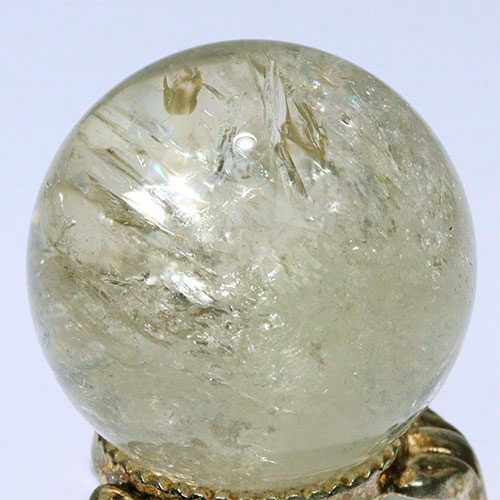 〔D453-18〕約32mm シトリン 虹入り スフィア Citrine 丸玉  黄水晶 置物 風水