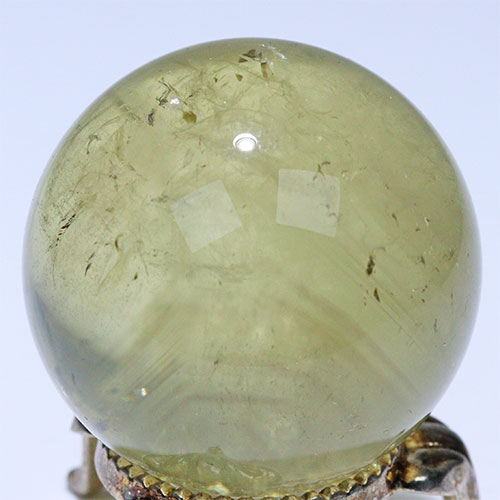 〔D453-19〕約33mm シトリン 虹入り ファントム ゼウスクォーツ スフィア Citrine 丸玉  黄水晶 置物 風水