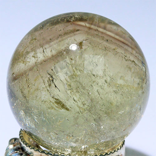 〔D453-4〕約41mm シトリン 虹入り ファントム ゼウスクォーツ スフィア Citrine 丸玉  黄水晶 置物 風水