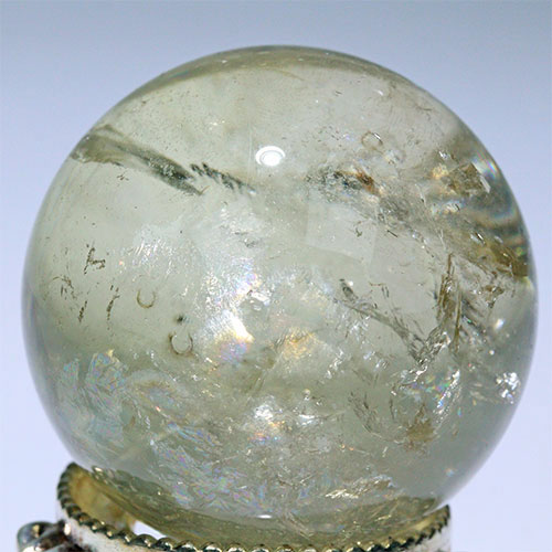 〔D453-6〕約40mm シトリン 虹入り スフィア Citrine 丸玉  黄水晶 置物 風水