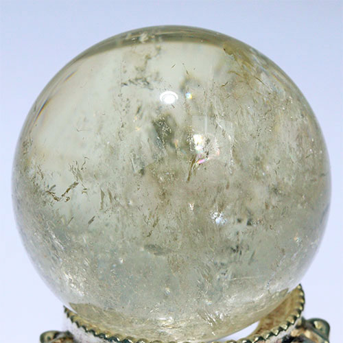 〔D453-7〕約39mm シトリン 虹入り スフィア Citrine 丸玉  黄水晶 置物 風水