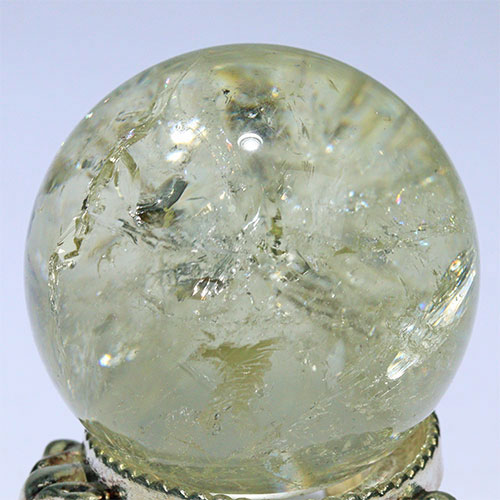 〔D453-9〕約38mm シトリン 虹入り スフィア Citrine 丸玉  黄水晶 置物 風水