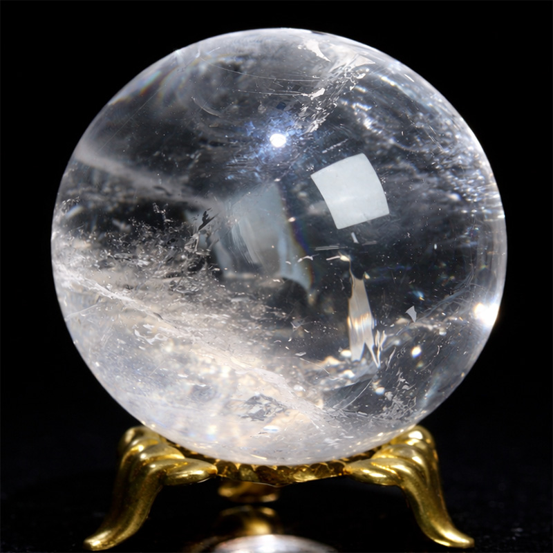 〔D475-7〕約50mm ブラジル ミナスジェライス州 天然水晶 天然クォーツ スフィア 水晶  丸玉 1個【メール便不可】