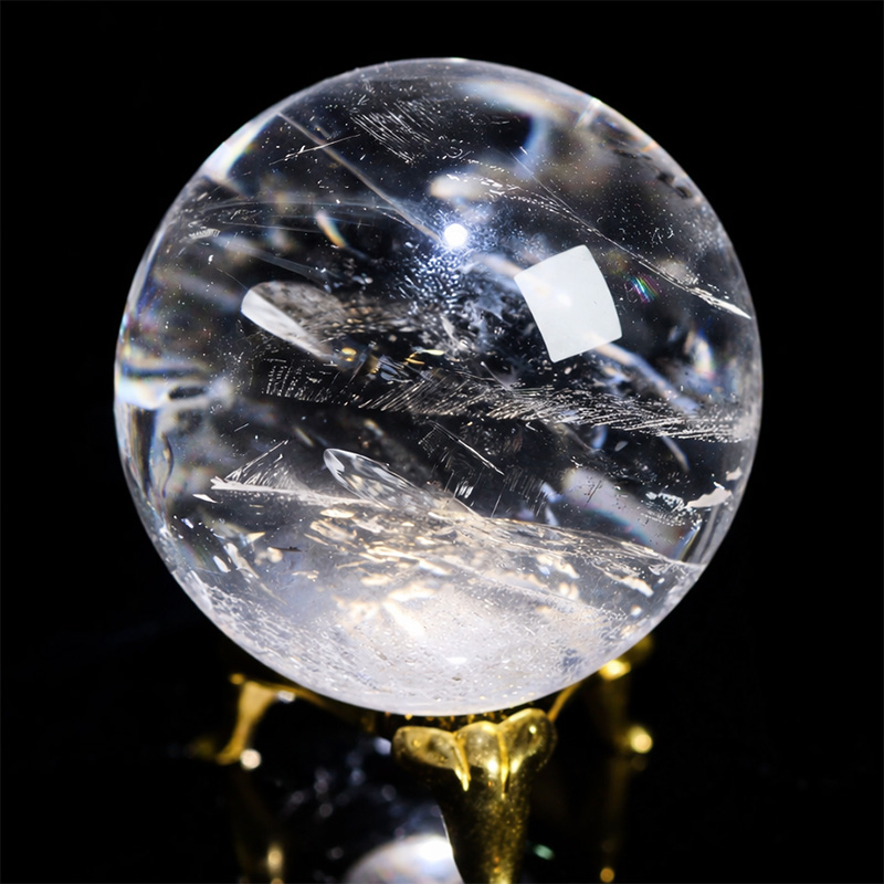 〔D475-9〕約50mm ブラジル ミナスジェライス州 天然水晶 天然クォーツ スフィア 水晶  丸玉 1個【メール便不可】
