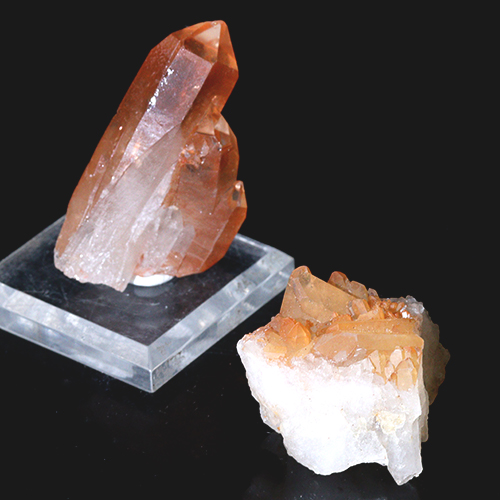 〔D497-20〕2個入り コリント産 タンジェリンクォーツ クラスター マンダリンクォーツ Tanjerine Quartz 蜜柑水晶【メール便不可】