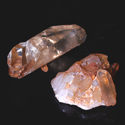 〔D497-21〕2個入り コリント産 タンジェリンクォーツ クラスター マンダリンクォーツ Tanjerine Quartz 蜜柑水晶【メール便不可】