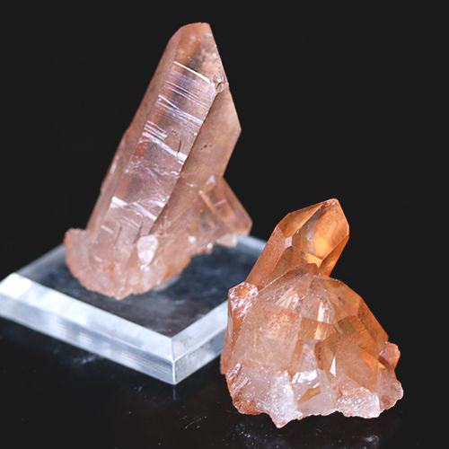 〔D497-22〕2個入り コリント産 タンジェリンクォーツ クラスター マンダリンクォーツ Tanjerine Quartz 蜜柑水晶【メール便不可】