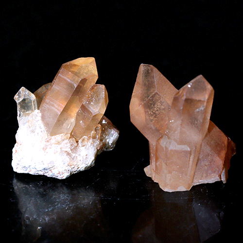 〔D497-23〕2個入り コリント産 タンジェリンクォーツ クラスター マンダリンクォーツ Tanjerine Quartz 蜜柑水晶【メール便不可】