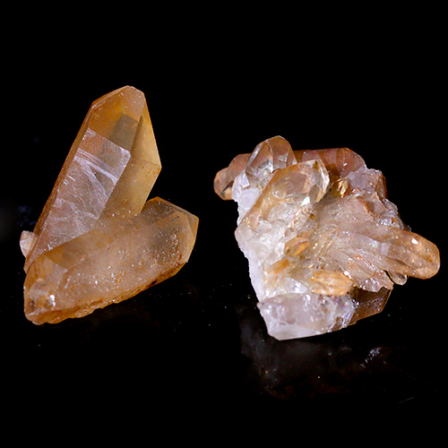 〔D497-24〕2個入り コリント産 タンジェリンクォーツ クラスター マンダリンクォーツ Tanjerine Quartz 蜜柑水晶【メール便不可】