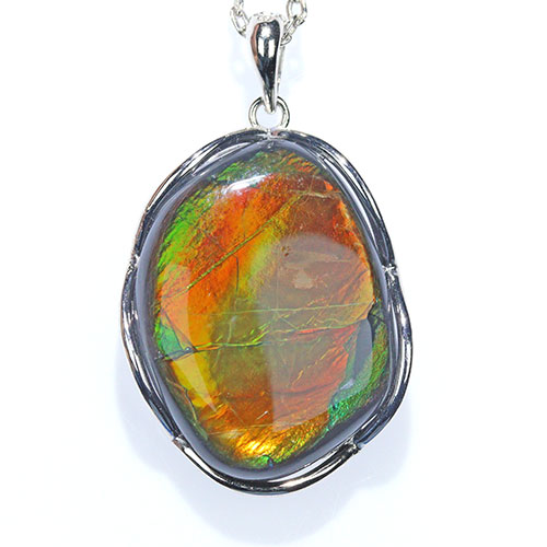 〔J366-2〕高品質 希少 アンモライト コーライト ペンダントトップ SV925【FOREST 天然石 パワーストーン】