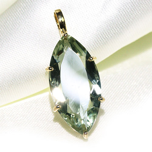 〔J375-14〕宝石質 グリーンアメジスト プライオライト ペンダント Greened Amethyst