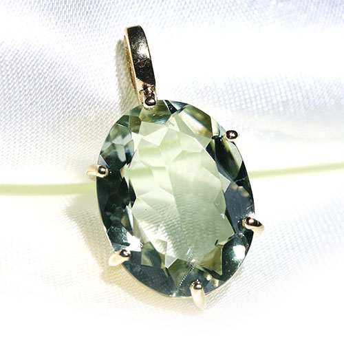 〔J375-17〕宝石質 グリーンアメジスト プライオライト ペンダント Greened Amethyst