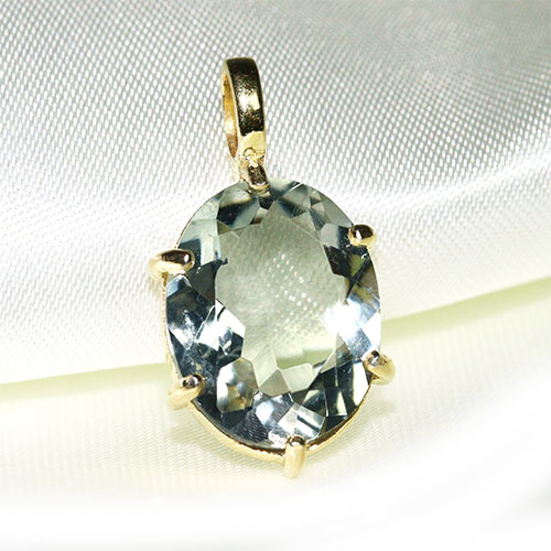 〔J375-20〕宝石質 グリーンアメジスト プライオライト ペンダント Greened Amethyst