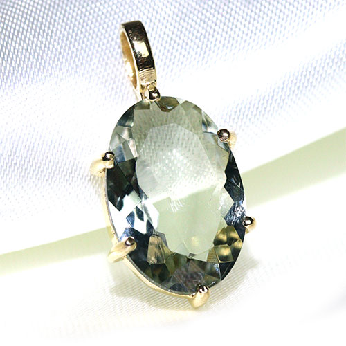 〔J375-22〕宝石質 グリーンアメジスト プライオライト ペンダント Greened Amethyst