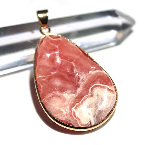 〔J378-1〕両面 インカローズ ペンダントトップ Rhodochrosite ロードクロサイト 菱マンガン鉱