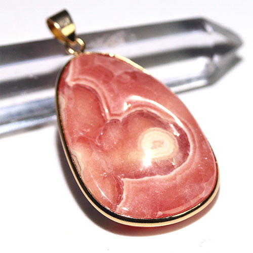 〔J378-2〕両面 インカローズ ペンダントトップ Rhodochrosite ロードクロサイト 菱マンガン鉱