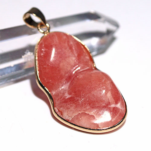 〔J378-4〕両面 インカローズ ペンダントトップ Rhodochrosite ロードクロサイト 菱マンガン鉱